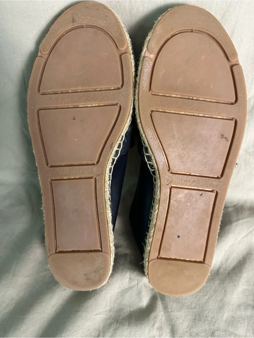 Talbots Navy Leather Espadrille Slip On Flats 8.5M